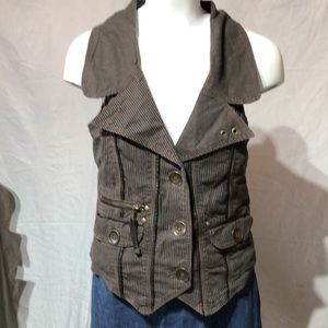 Daytrip button down vest brown pinstripe with buttons
